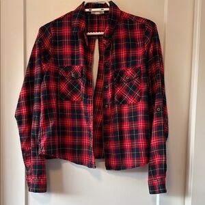 Open Back Plaid Shirt